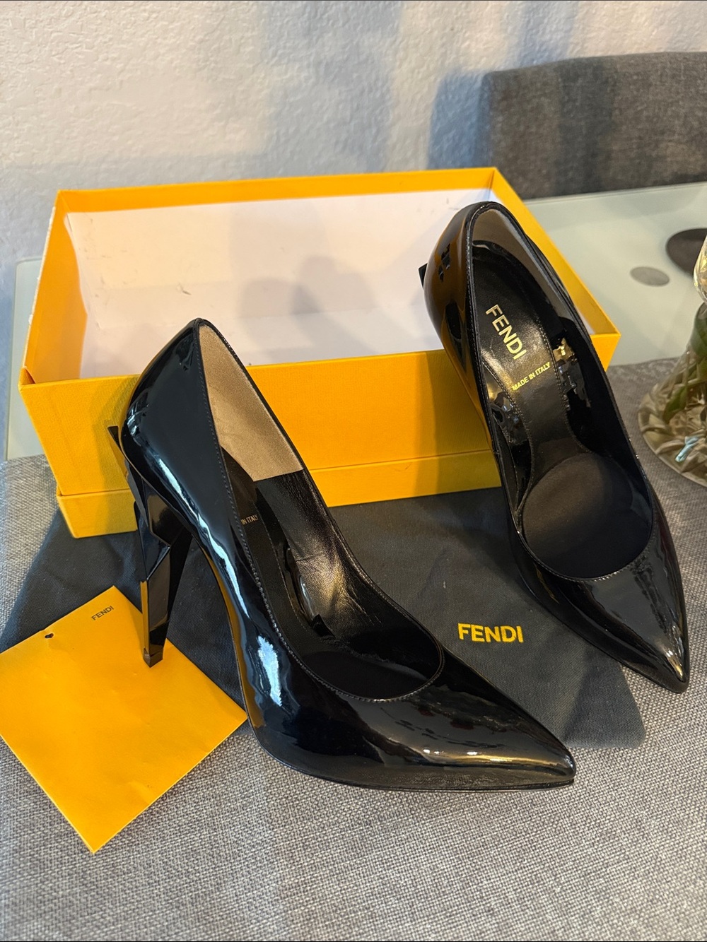 Fendi Black Patent Leather Pointed Stiletto Pumps